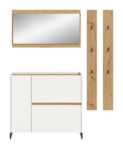 Garderoben-Set Drive 4 | weiß / Artisan Oak | 4-teilig mit Beleuchtung