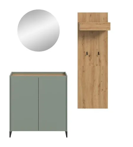 Garderoben-Set Drive | Salbei / Artisan Oak | 3-teilig ohne Beleuchtung