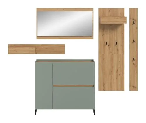 Garderoben-Set Drive | Salbei / Artisan Oak | 5-teilig ohne Beleuchtung