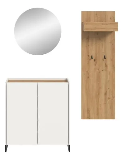 Garderoben-Set Drive | weiß / Artisan Oak | 3-teilig ohne Beleuchtung