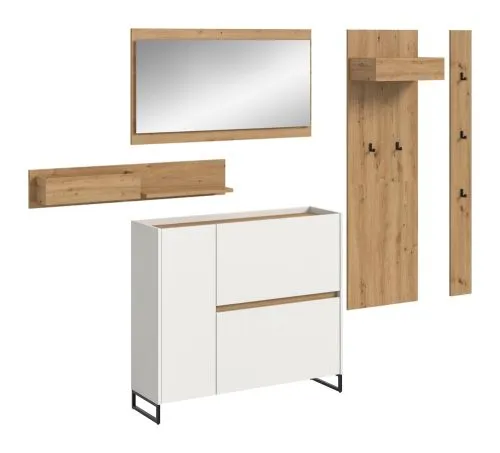 Garderoben-Set Drive | weiß / Artisan Oak | 5-teilig ohne Beleuchtung