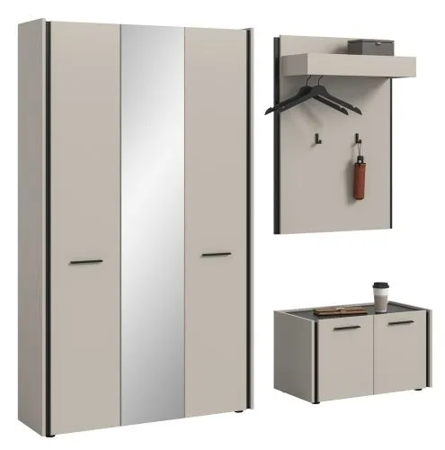 Garderoben-Set Emil | Kaschmir / schwarz | 3-teilig