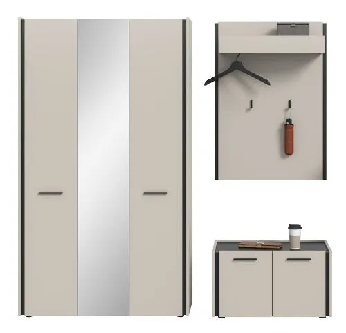 Garderoben-Set Emil | Kaschmir / schwarz | 3-teilig