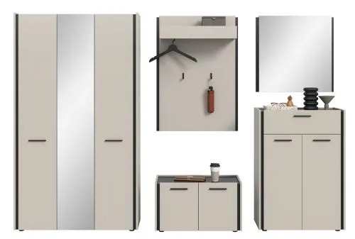 Garderoben-Set Emil | Kaschmir / schwarz | 5-teilig