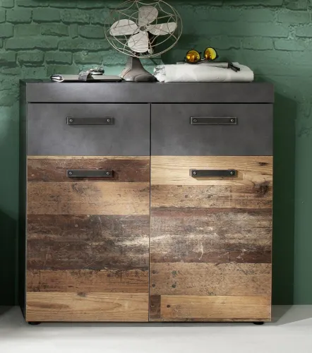 Garderoben-Set Indy | Old Used Wood / Matera grau | 2-teilig | Shabby