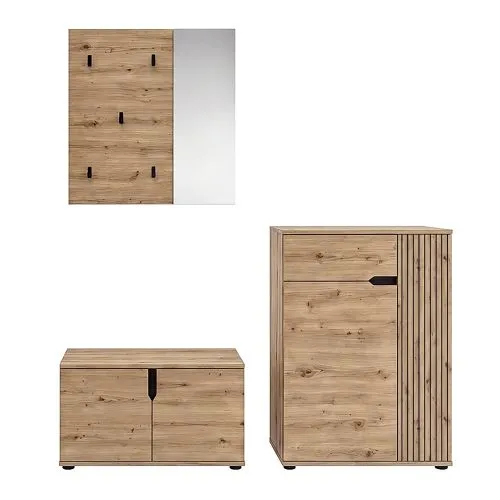 Garderoben-Set Keno 1 | Artisan Eiche | 3-teilig mit Sitzkissen