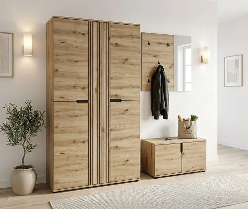 Garderoben-Set Keno 2 | Artisan Eiche | 3-teilig mit Sitzkissen
