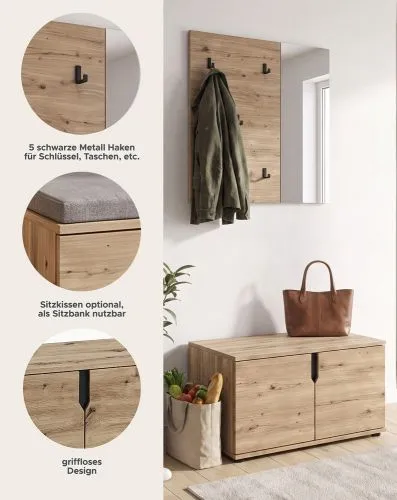 Garderoben-Set Keno | Artisan Eiche | 2-teilig ohne Sitzkissen