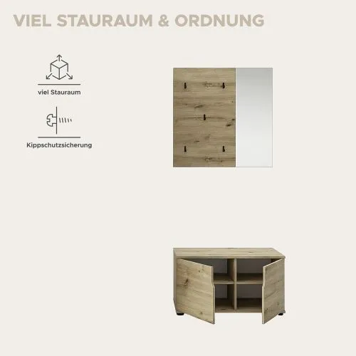 Garderoben-Set Keno | Artisan Eiche | 2-teilig ohne Sitzkissen