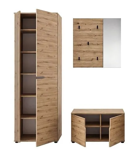 Garderoben-Set Keno | Artisan Eiche | 3-teilig mit Sitzkissen
