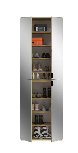 Garderoben Set Projekt X 1 | weiß Hochglanz / Artisan Eiche mit Spiegeltüren | 3-teilig
