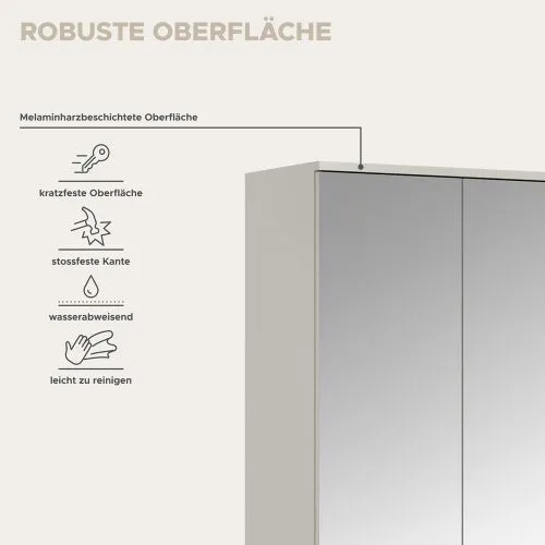 Garderoben Set Projekt X 2 | Kaschmir / Spiegeltüren | 3-teilig