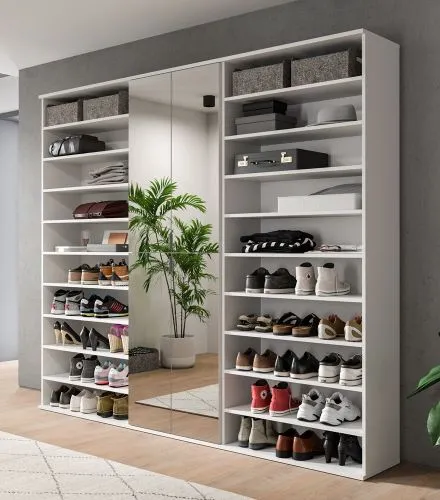 Garderoben Set Projekt X | mit Schuhregal | weiß Hochglanz | 3-teilig