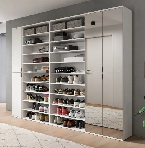 Garderoben Set Projekt X | mit Schuhregal | weiß Hochglanz | 4-teilig