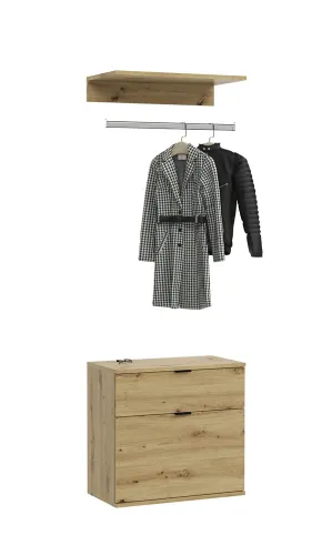 Garderoben Set Projekt X | weiß Hochglanz / Artisan Eiche | 3-teilig