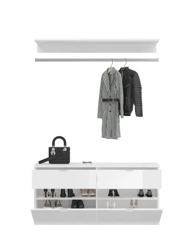 Garderoben Set Projekt X | weiß Hochglanz / Artisan Eiche mit Spiegeltüren | 3-teilig