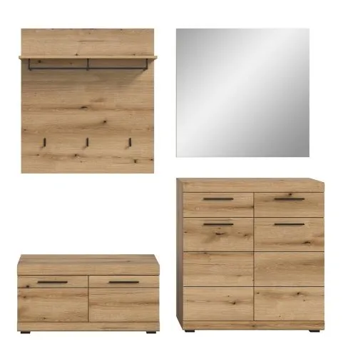 Garderoben-Set Scout | Evoke Oak | 4-teilig ohne Sitzkissen