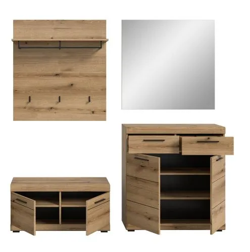Garderoben-Set Scout | Evoke Oak | 4-teilig ohne Sitzkissen
