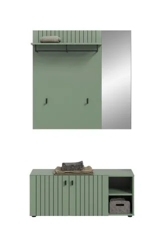 Garderoben-Set Station 3 | Smoke Green | 2-teilig | optionaler Sitzkissen