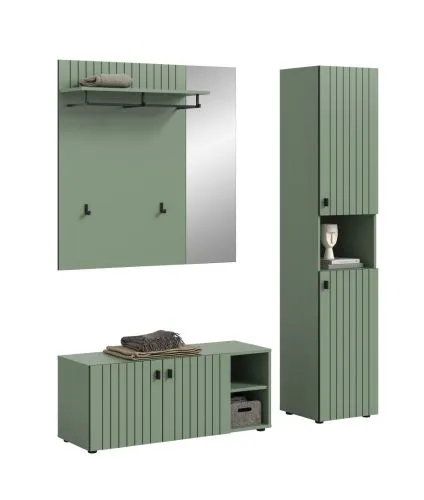 Garderoben-Set Station | Smoke Green | 3-teilig | ohne Sitzkissen