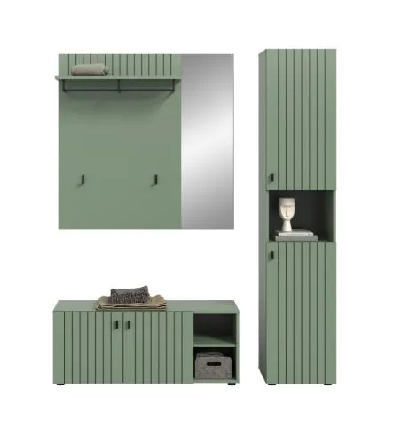 Garderoben-Set Station | Smoke Green | 3-teilig | optionaler Sitzkissen