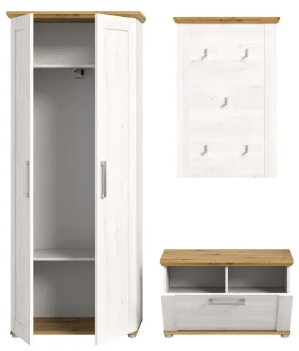 Garderoben-Set Verona | Lärche Sibiu / Eiche | 3-teilig ohne Kissen