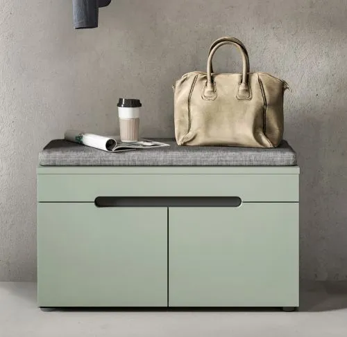 Garderobenbank Canu inkl. Sitzkissen | Basalt grau / Smoke Green