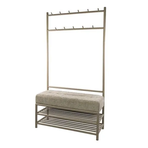 Garderobenbank Shio | 11 Haken | mit Sitzfunktion | beige