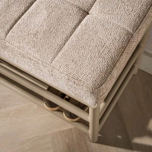 Garderobenbank Shio | 11 Haken | mit Sitzfunktion | beige