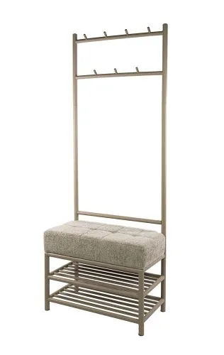 Garderobenbank Shio | 7 Haken | mit Sitzfunktion | beige