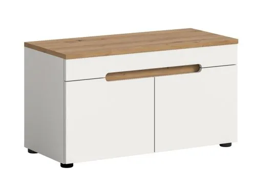 Garderobenbank Sitzbank Canu | Weiß / Artisan Eiche