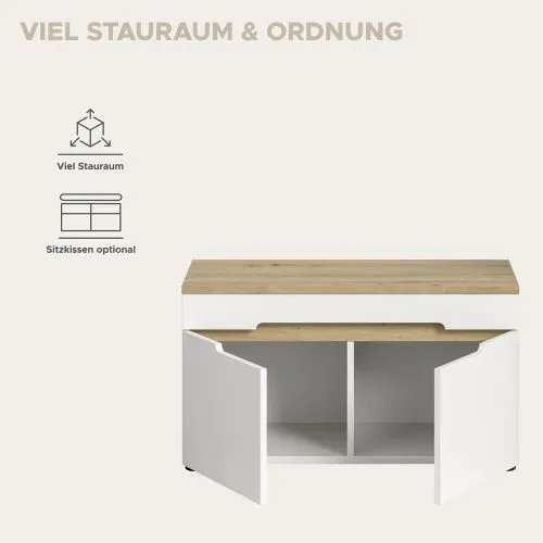 Garderobenbank Sitzbank Canu | Weiß / Artisan Eiche