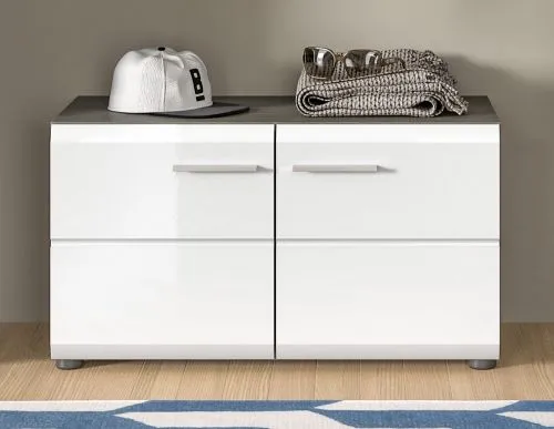 Garderobenbank Sitzbank Salsa | weiß Hochglanz / rauchsilber 2