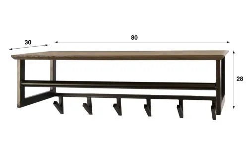 Garderobenpaneel Brika | 6 Haken | Metall | Bronze / Drift brown