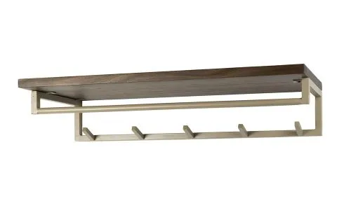 Garderobenpaneel Dion 5 Haken | mit Hutablage | Akazie massiv | beige / braun