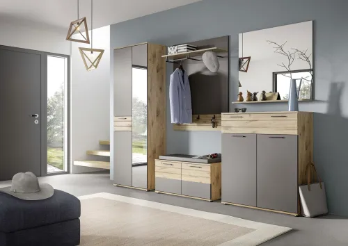 Garderobenpaneel Mason | Nox Oak / Basalt Grau