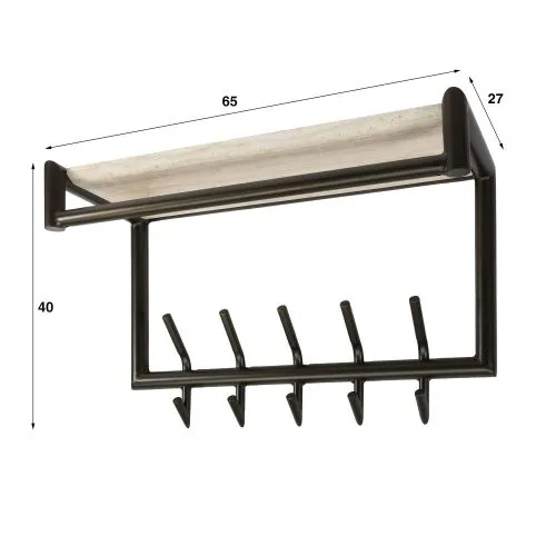 Garderobenpaneel Stamp | 10 Haken | Metall | Bronze / Travertin
