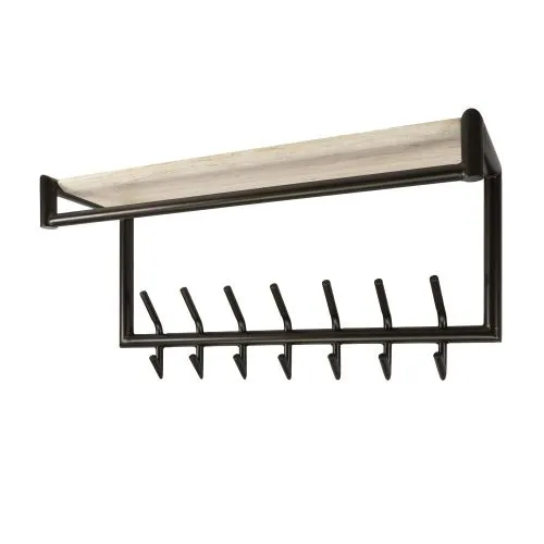 Garderobenpaneel Stamp | 14 Haken | Metall | Bronze / Travertin