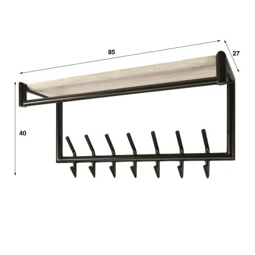 Garderobenpaneel Stamp | 14 Haken | Metall | Bronze / Travertin