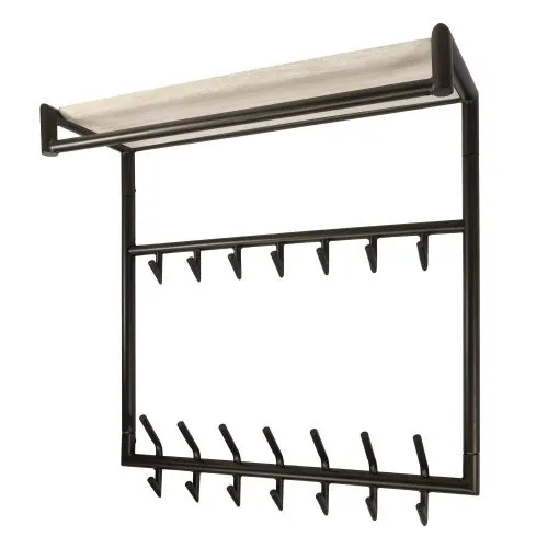 Garderobenpaneel Stamp | 21 Haken | Metall | Bronze / Travertin