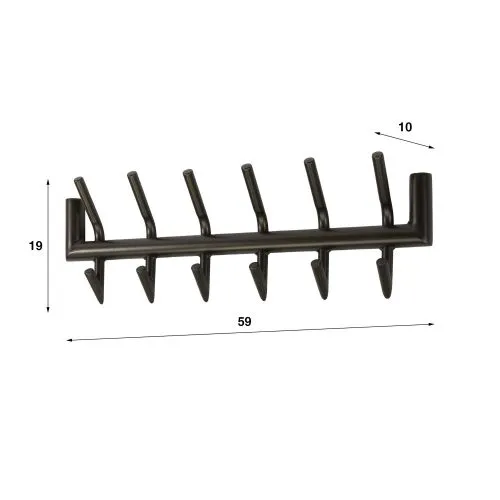 Garderobenpaneel Torino | 2x6 Haken | Stahl | Bronze