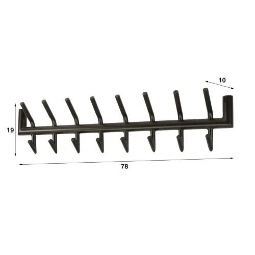 Garderobenpaneel Torino | 2x8 Haken | Stahl | Bronze