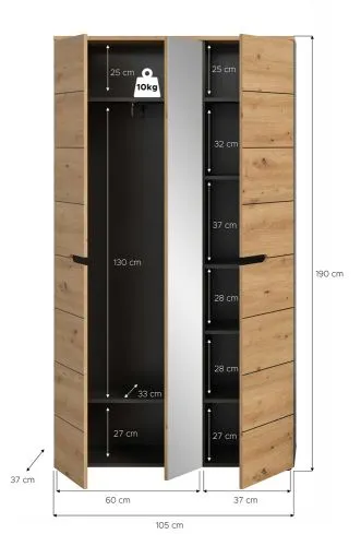 Garderobenschrank Canu 1 | grau / Artisan Eiche