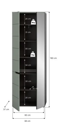 Garderobenschrank Canu | Smoke Green / Basalt grau
