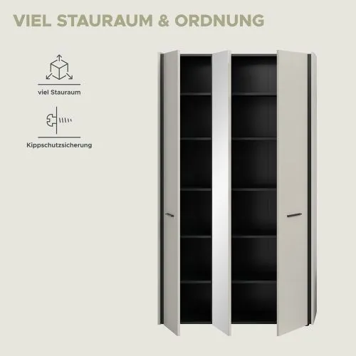 Garderobenschrank Emil | Kaschmir / schwarz