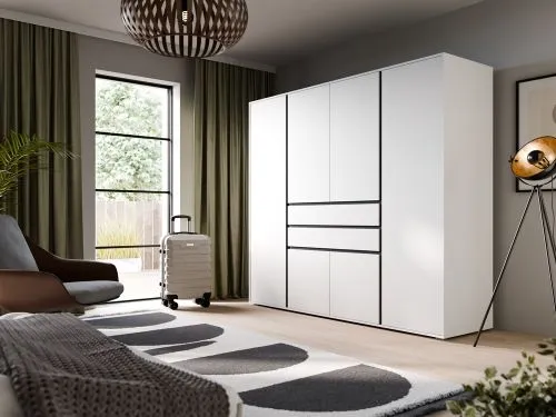 Garderobenschrank Kleiderschrank Falun | 6-türig | weiß