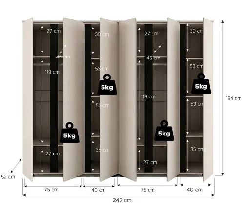 Garderobenschrank Kleiderschrank Set Amara 1 | Kaschmir