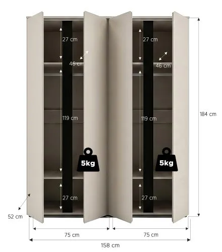 Garderobenschrank Kleiderschrank Set Amara | Kaschmir