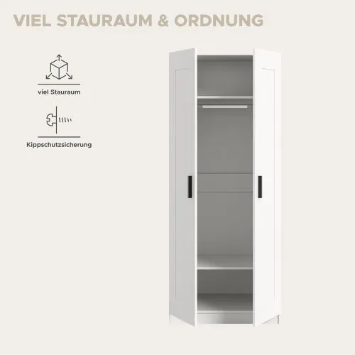 Garderobenschrank Kleiderschrank Visby | mit Spiegel | weiß