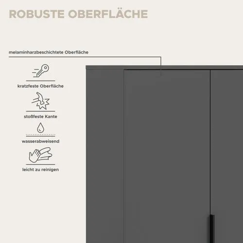 Garderobenschrank Kopenhagen | anthrazit mit Einlegeböden